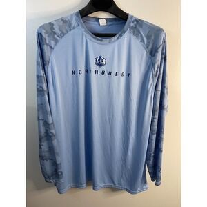 Mens Long Sleeve Sun Protection Shirt Blue Size 3XL
